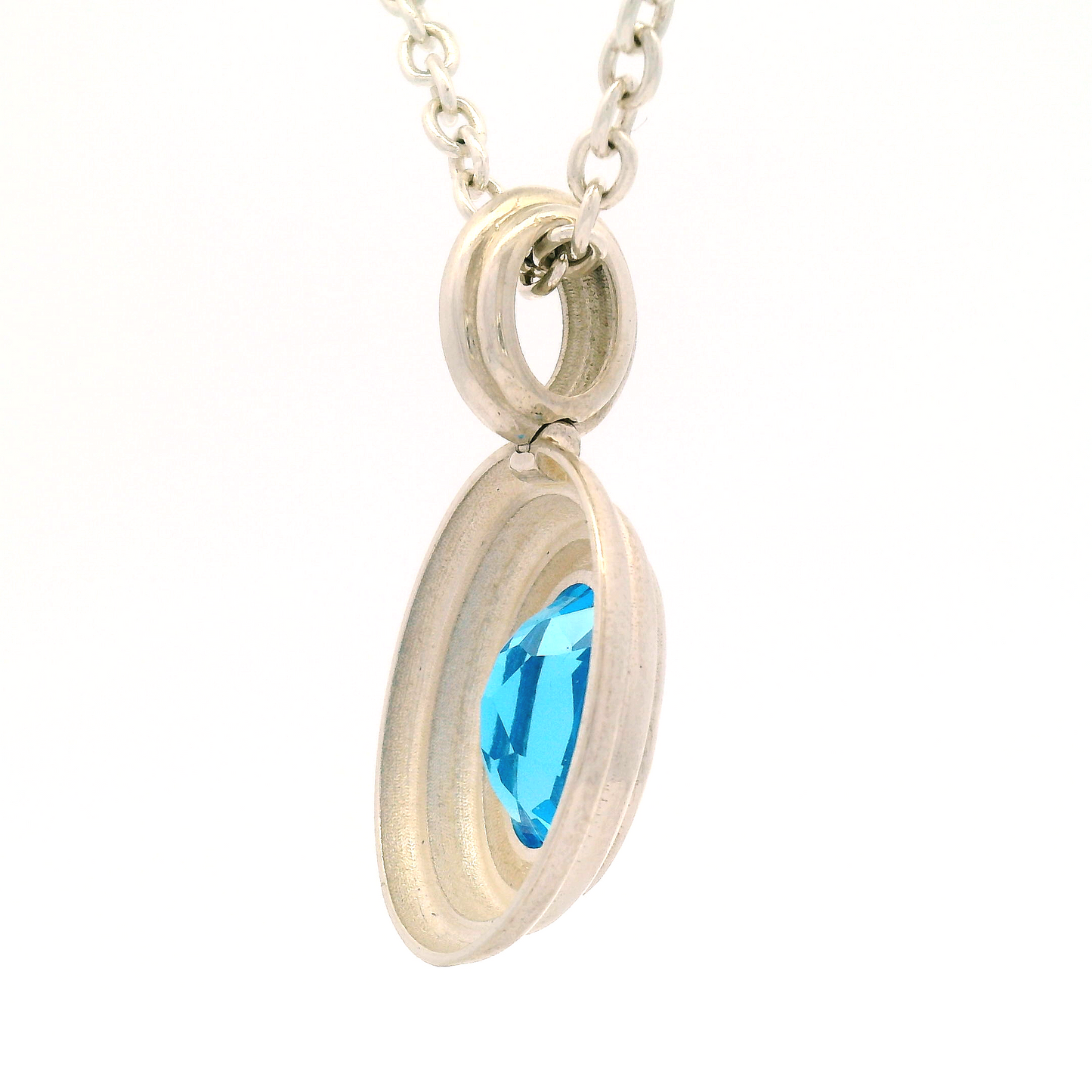 Silver Blue Topaz Pendant Necklace