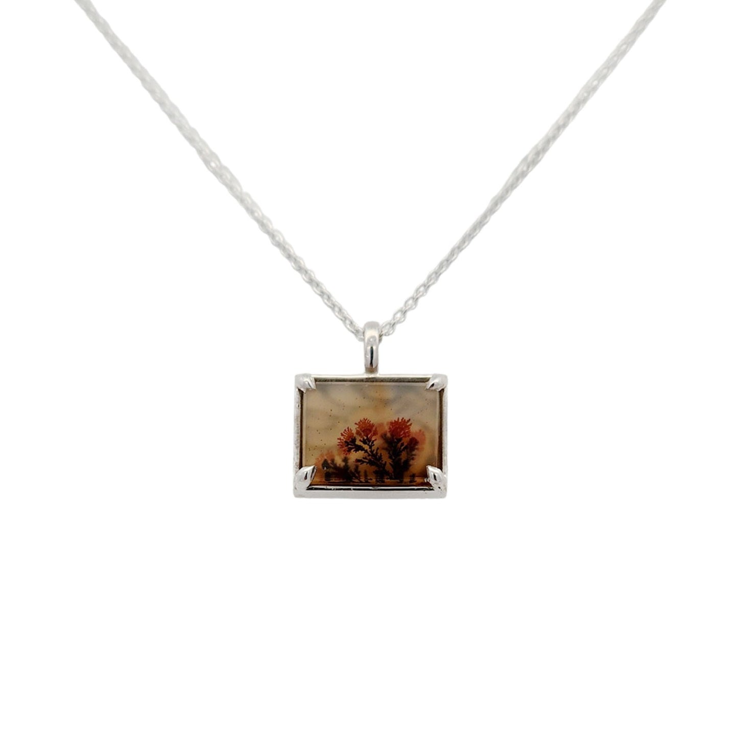 Rectangle Landscape Dendritic Agate Pendant
