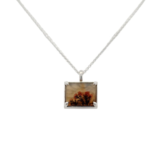 Rectangle Landscape Dendritic Agate Pendant