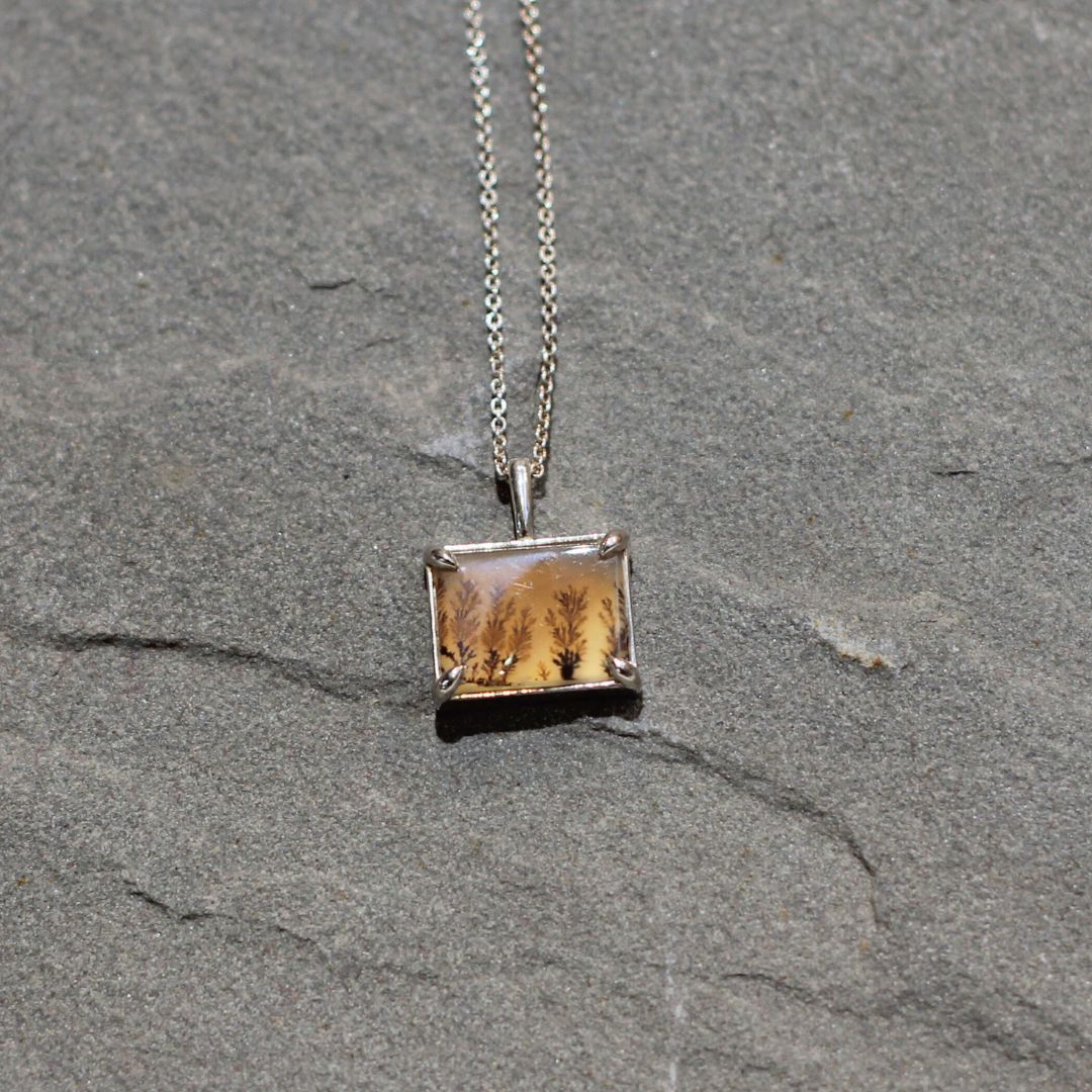 Rectangle Dendritic Agate Necklace