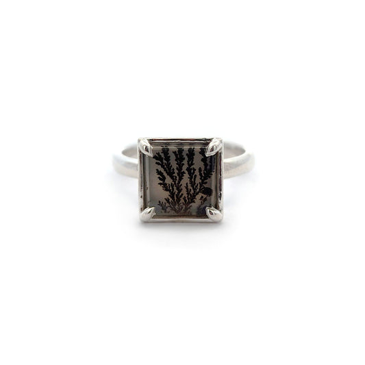 Square Dendritic Agate Ring