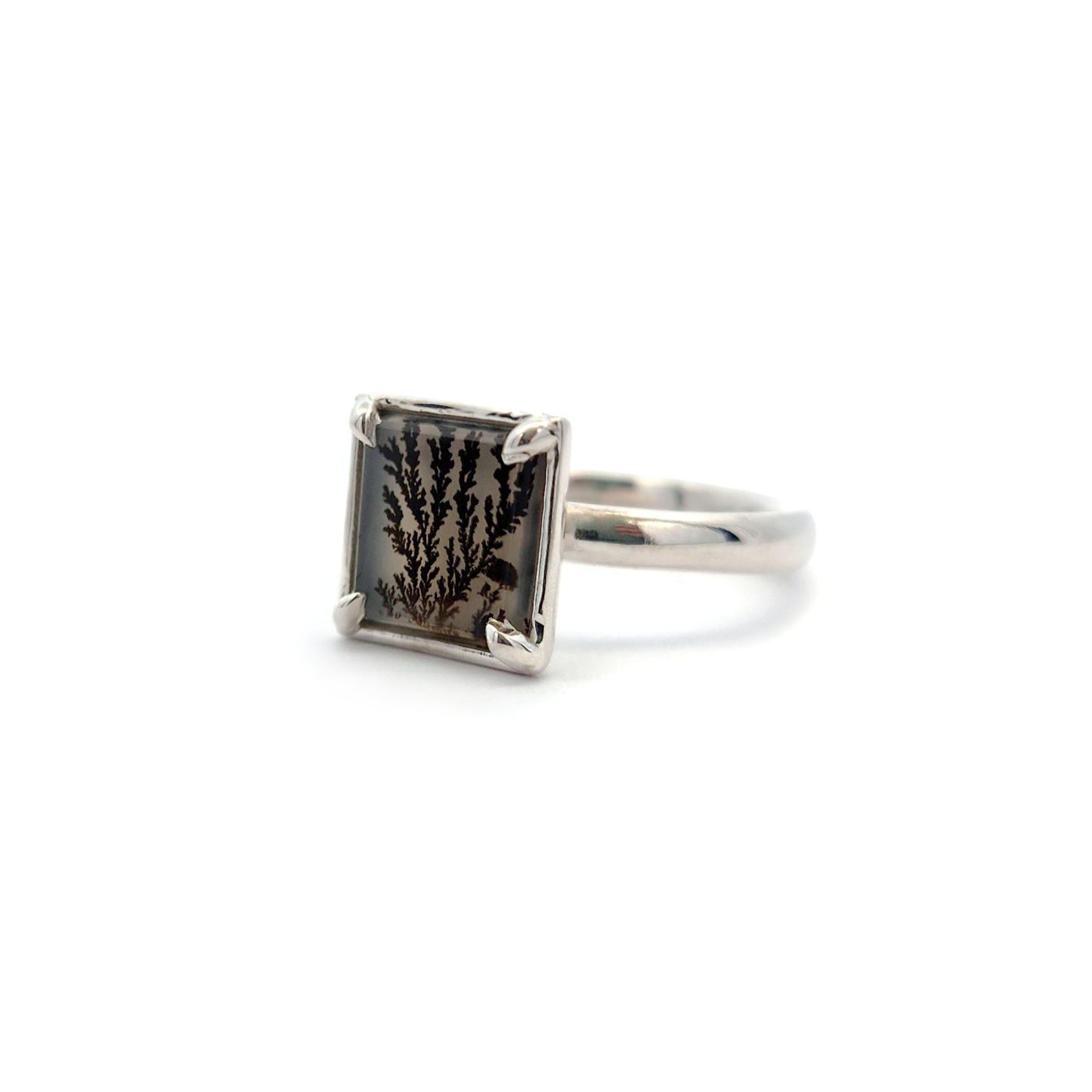 Square Dendritic Agate Ring