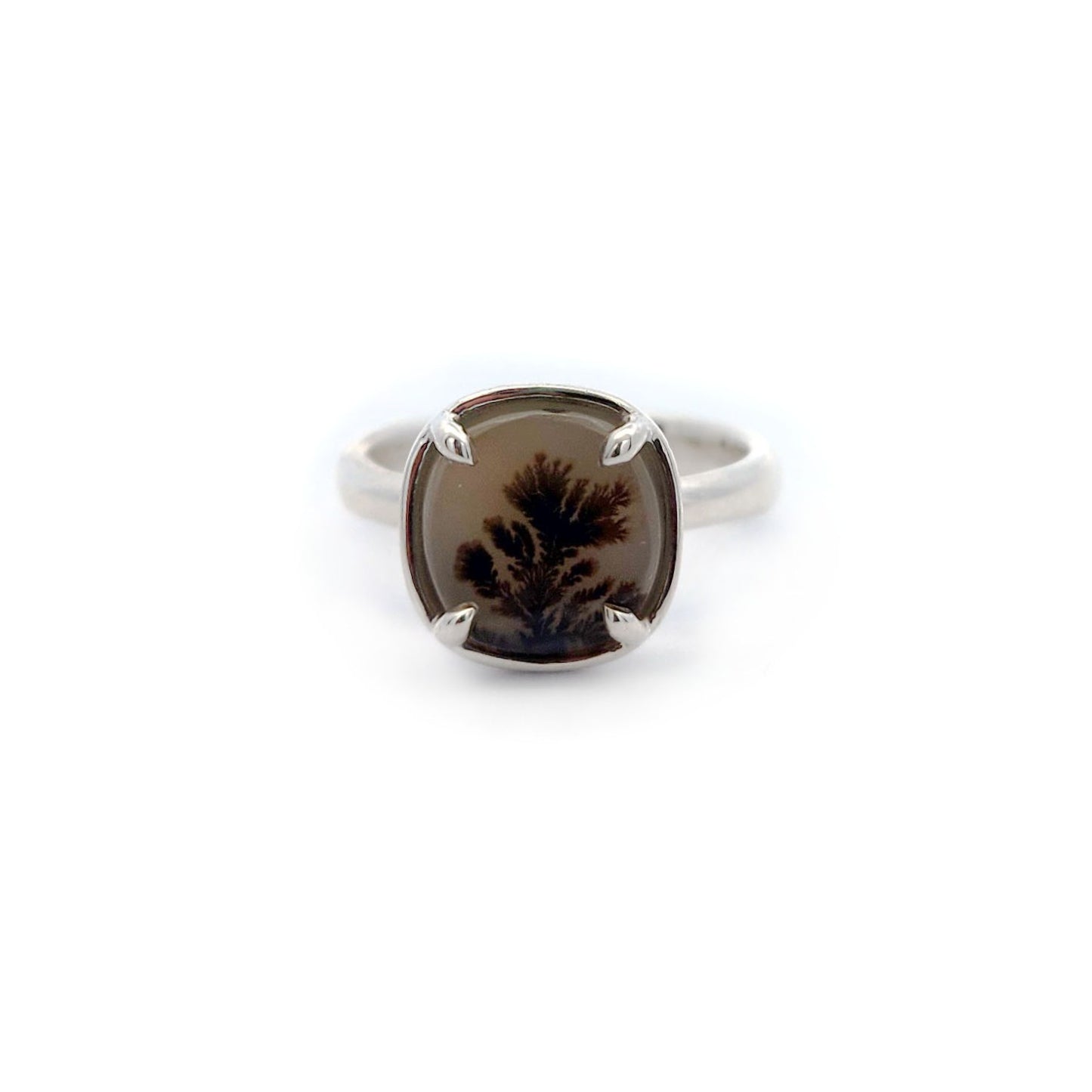 Rounded-Square Dendritic Agate Ring