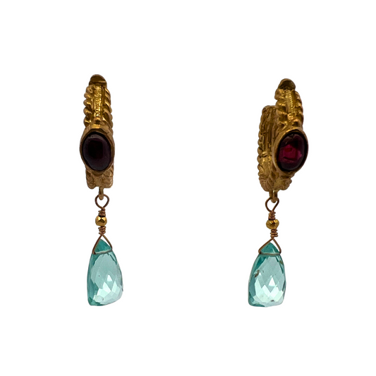 Roman Earrings in Garnet and Quartz