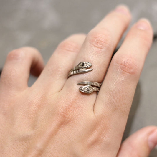 Rough Diamond Snake Head Ring