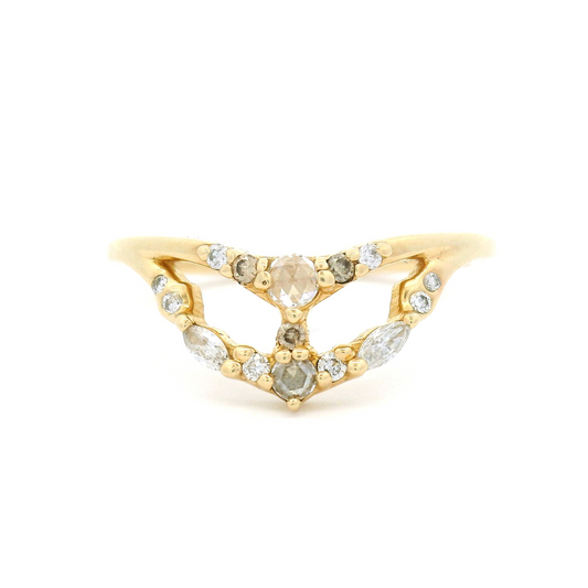 14k Yellow Wedding Band with 0.19cts Mixed Diamonds