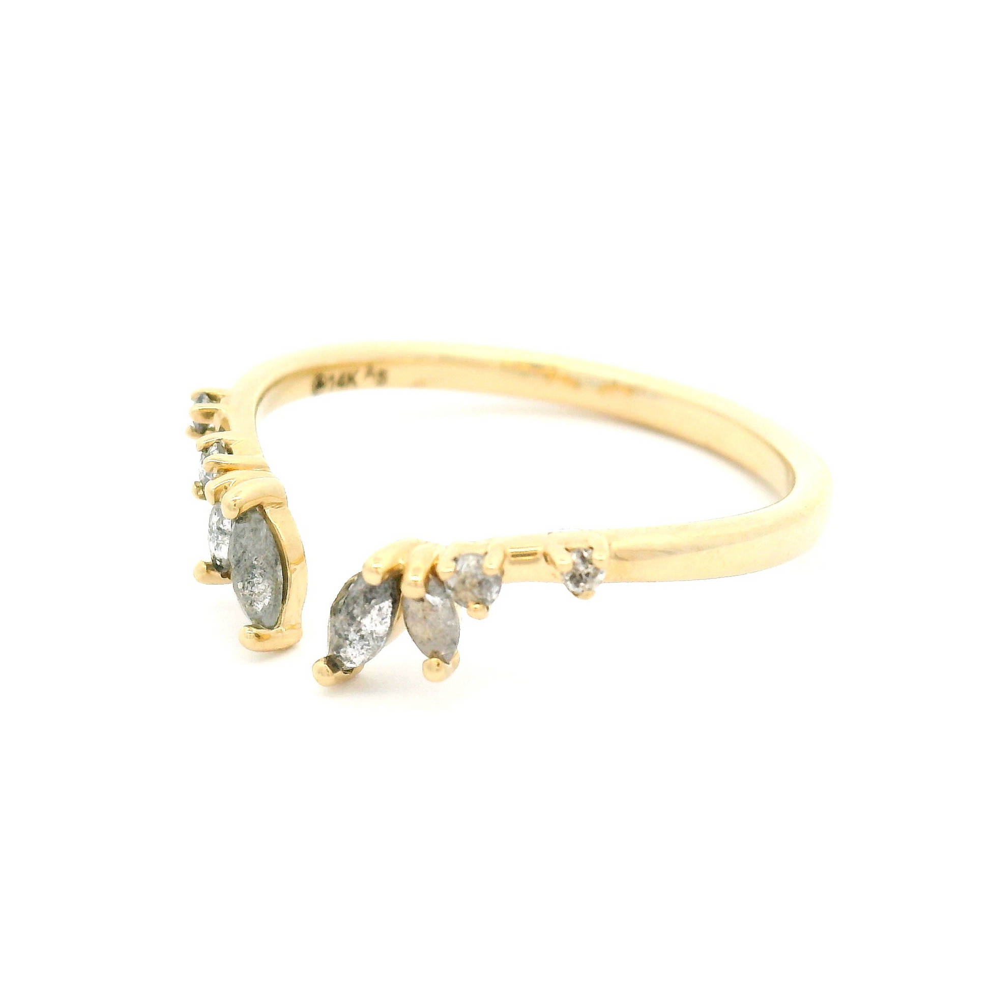 14k Yellow Open Band with 0.30cts Salt & Pepper Mixed Cut Diamonds