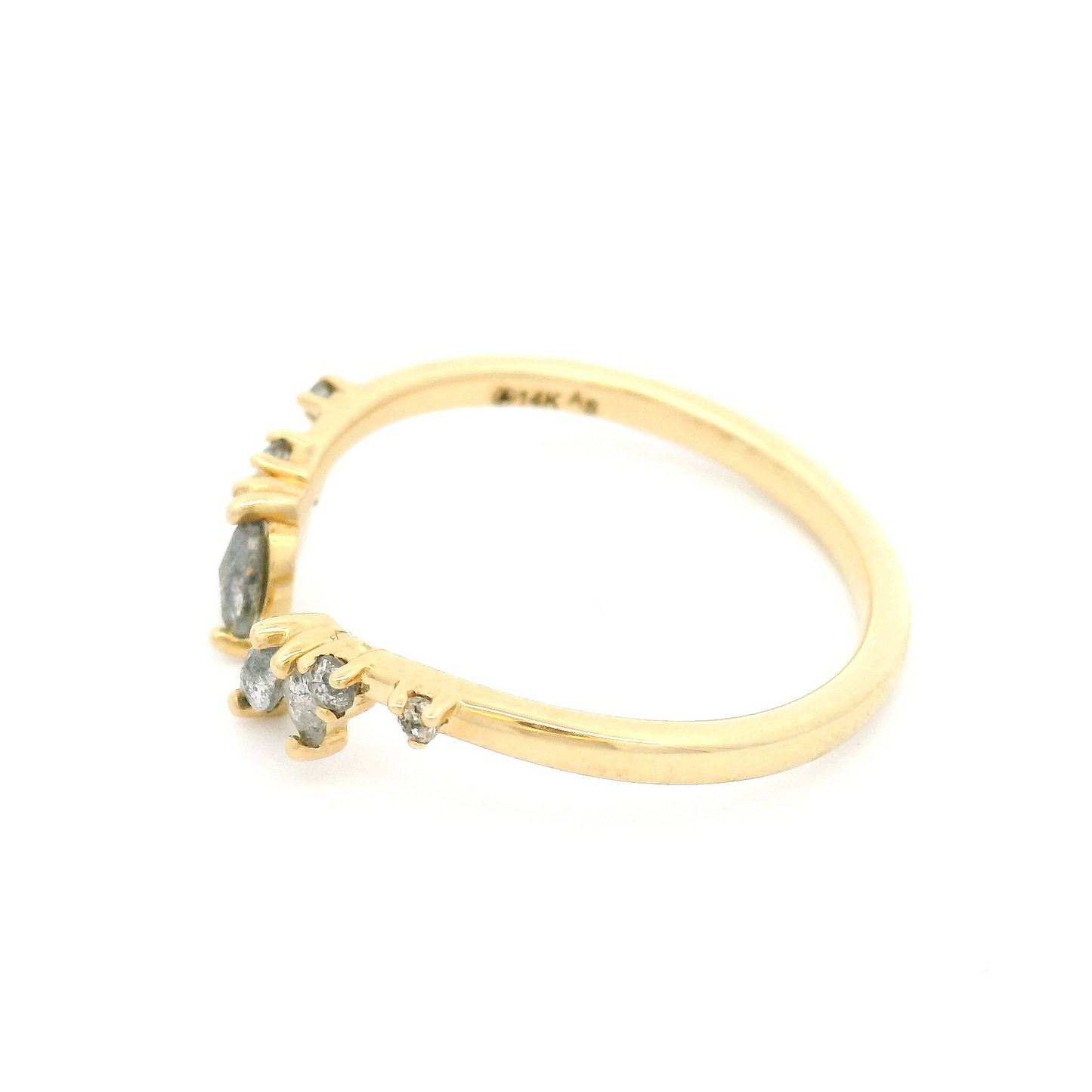 14k Yellow Open Band with 0.30cts Salt & Pepper Mixed Cut Diamonds