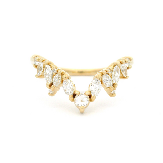 14k Yellow Contour Wedding Band with 0.30cts Mixed Diamonds