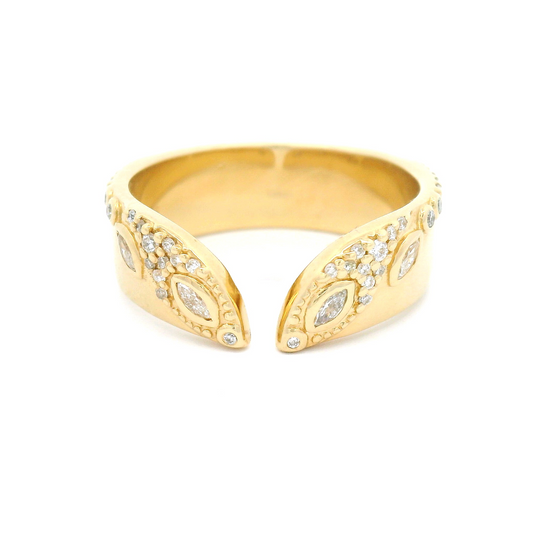 14k Yellow Open Band with 0.26cts Mixed Cut Diamonds