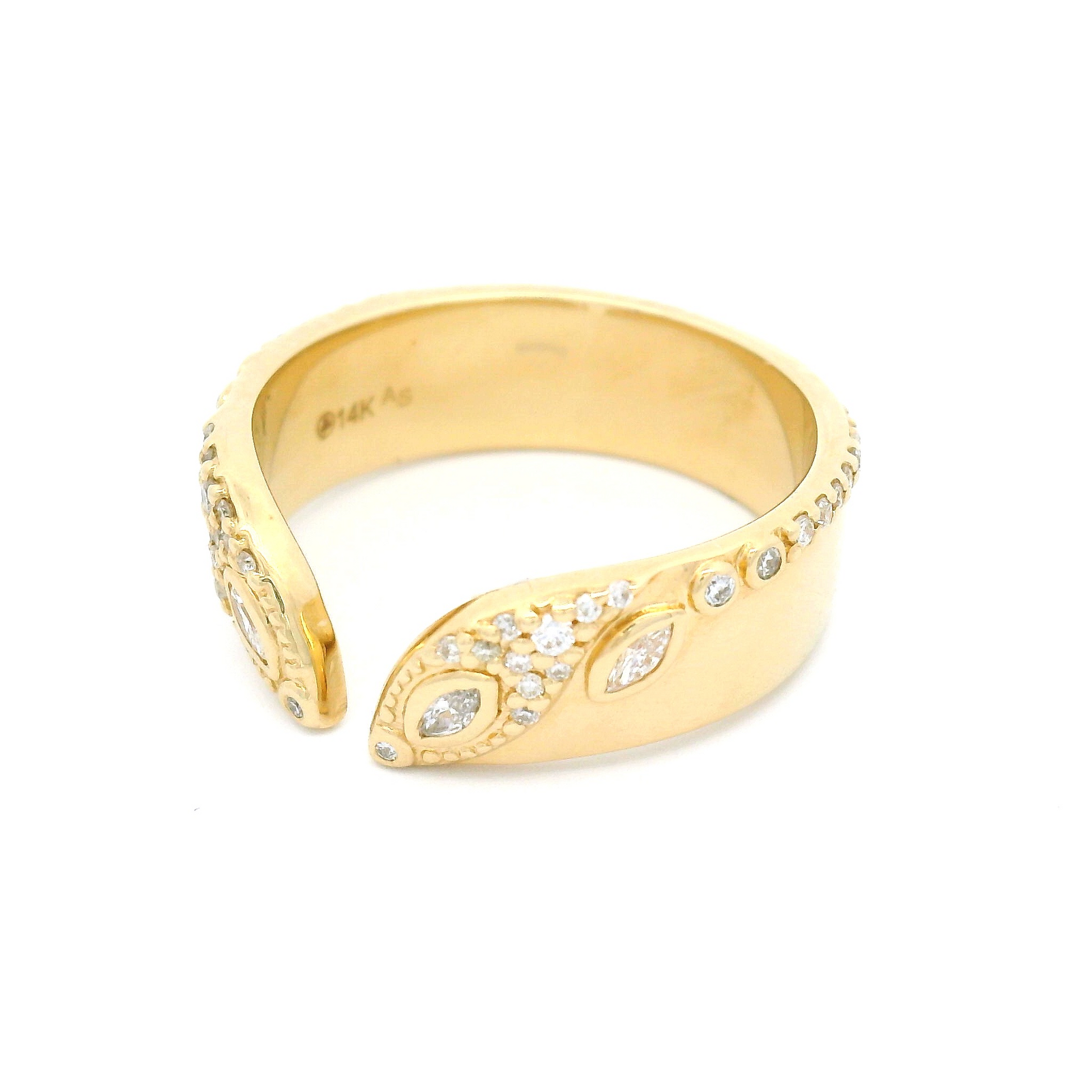 14k Yellow Open Band with 0.26cts Mixed Cut Diamonds