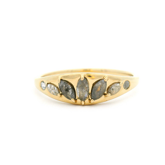 14k Yellow Ring with 0.37cts Salt & Pepper Diamonds
