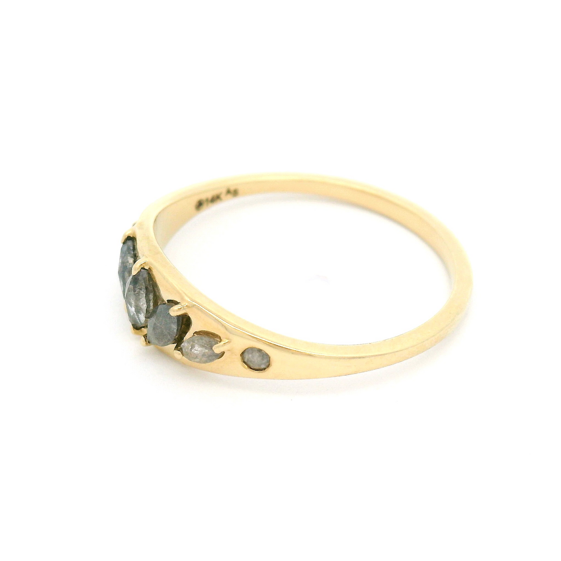 14k Yellow Ring with 0.37cts Salt & Pepper Diamonds