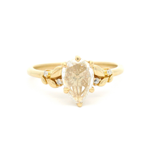 14k Yellow Engagement Ring with 0.52ct Rose-Cut Diamond and Accent Diamonds
