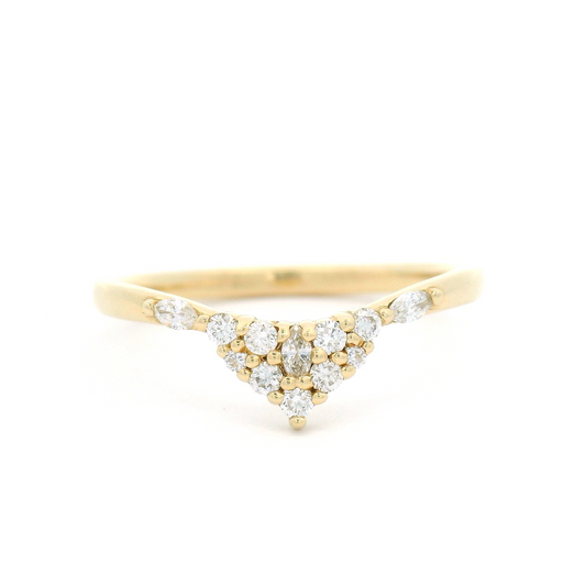 14k Yellow Contour Band with 0.18cts Mixed Cut Diamonds