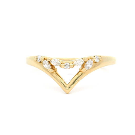 14k Yellow Wedding Band with 0.105cts Mixed Cut Diamonds