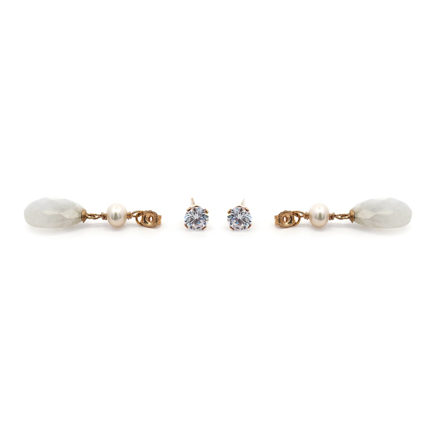 2-Ways-to-Wear CZ & Moonstone Drop Earrings