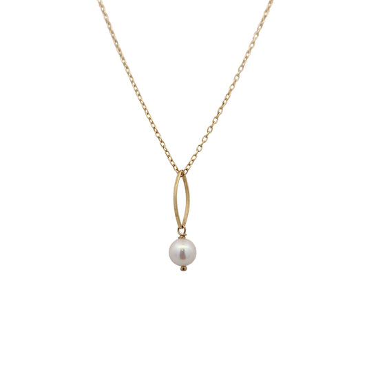 Open Marquise Shape & Pearl Drop Pendant