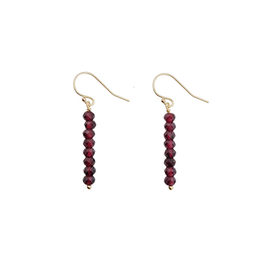 Garnet Bead Drop Earrings