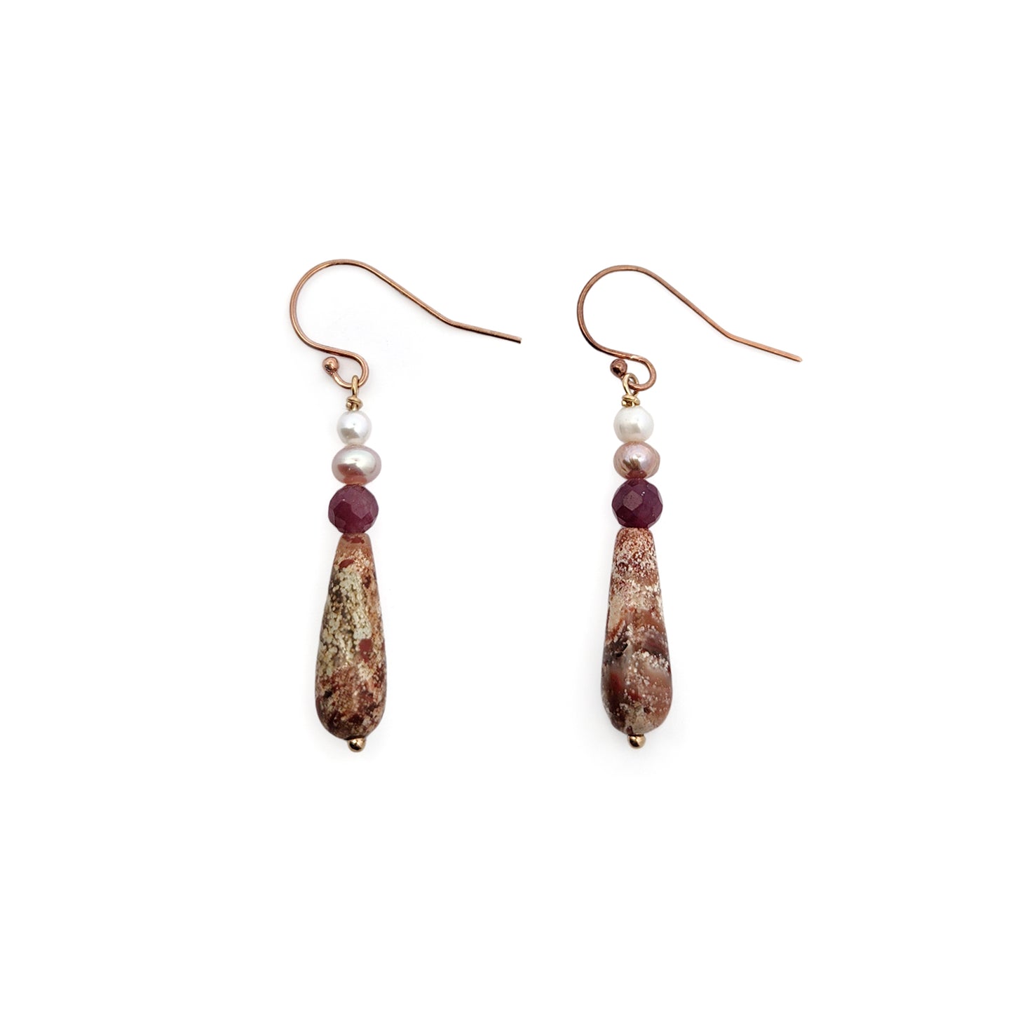 Pearl & Ruby Teardrop Earrings