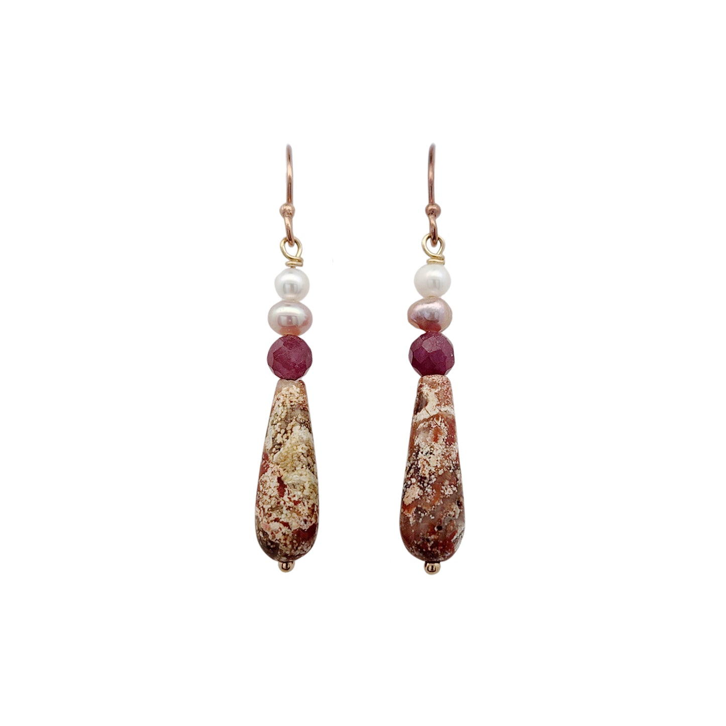 Pearl & Ruby Teardrop Earrings
