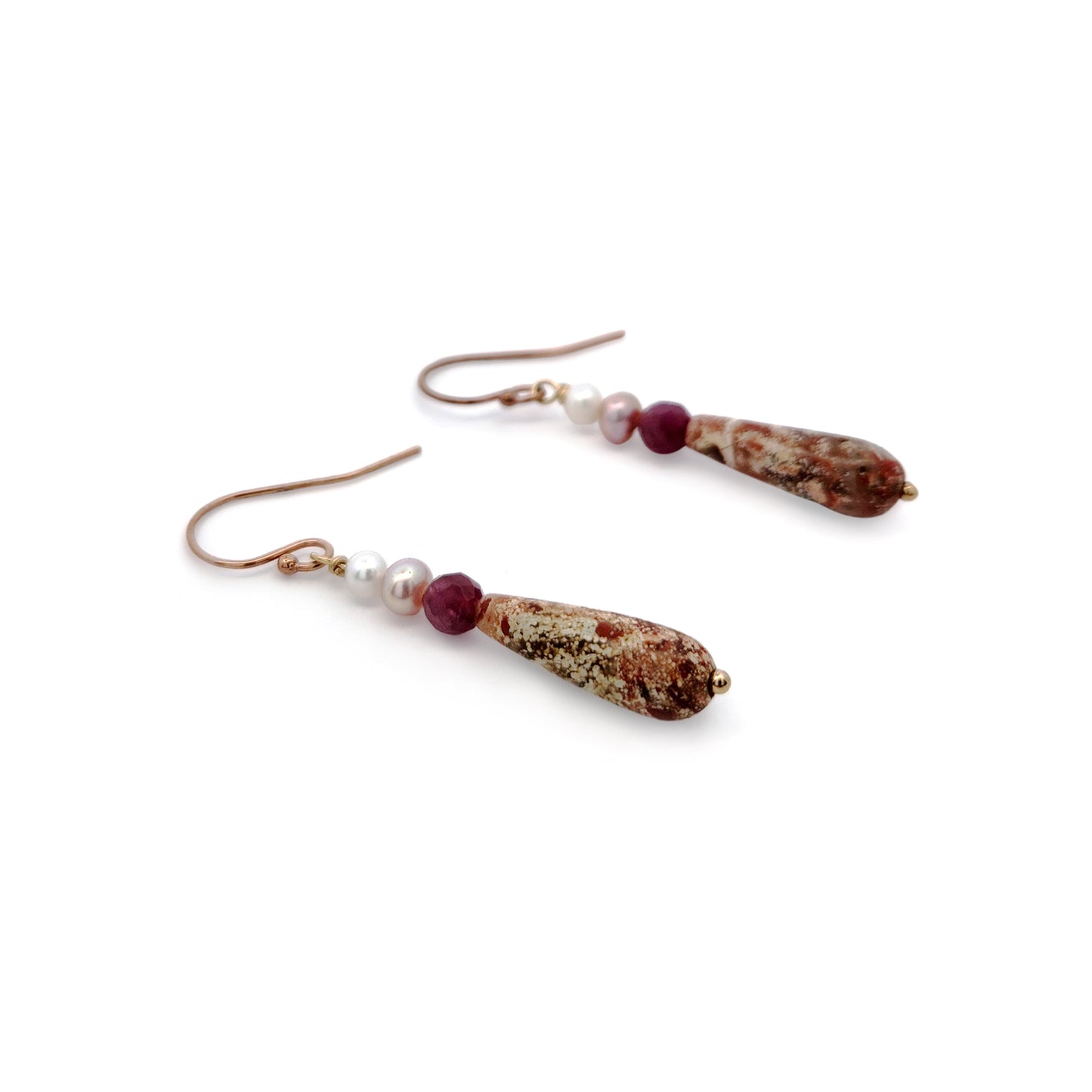 Pearl & Ruby Teardrop Earrings