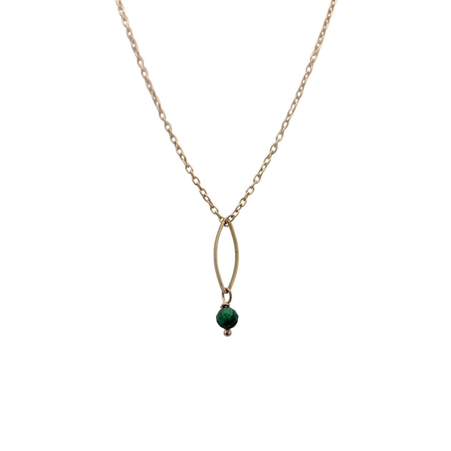 Open Marquise Shape & Emerald Drop Pendant