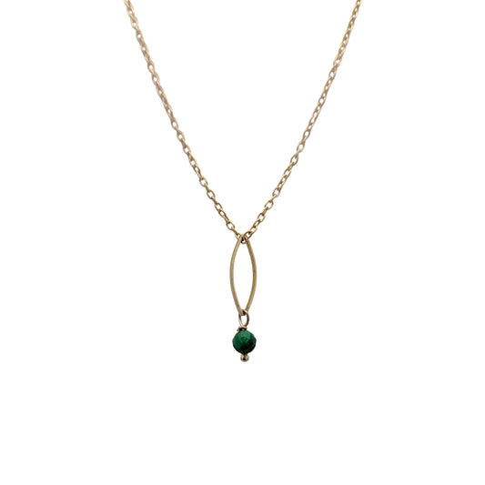 Open Marquise Shape & Emerald Drop Pendant