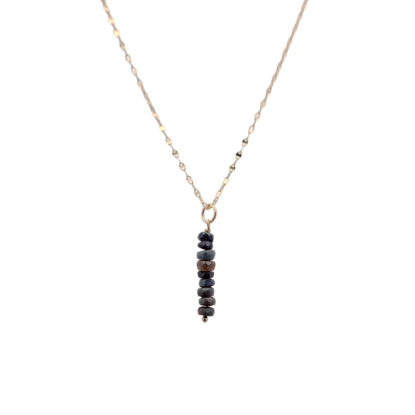 Stacked Black Opal Bead Pendant Necklace