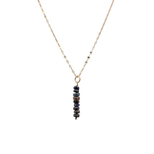 Stacked Black Opal Bead Pendant Necklace