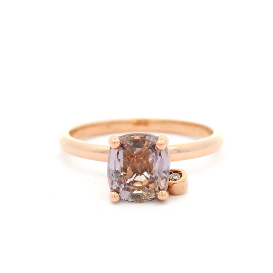 14k Rose Gold Solitaire Engagement Ring with 1.32ct Pink Spinel and Accent Charm