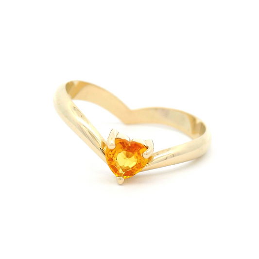 14k Yellow Solitaire Engagement Ring with 0.42ct Yellow Heart Shaped Sapphire