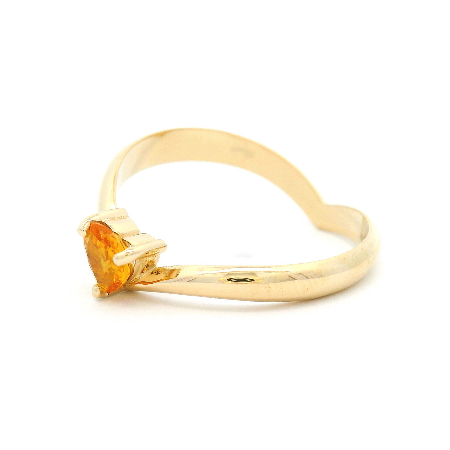 14k Yellow Solitaire Engagement Ring with 0.42ct Yellow Heart Shaped Sapphire