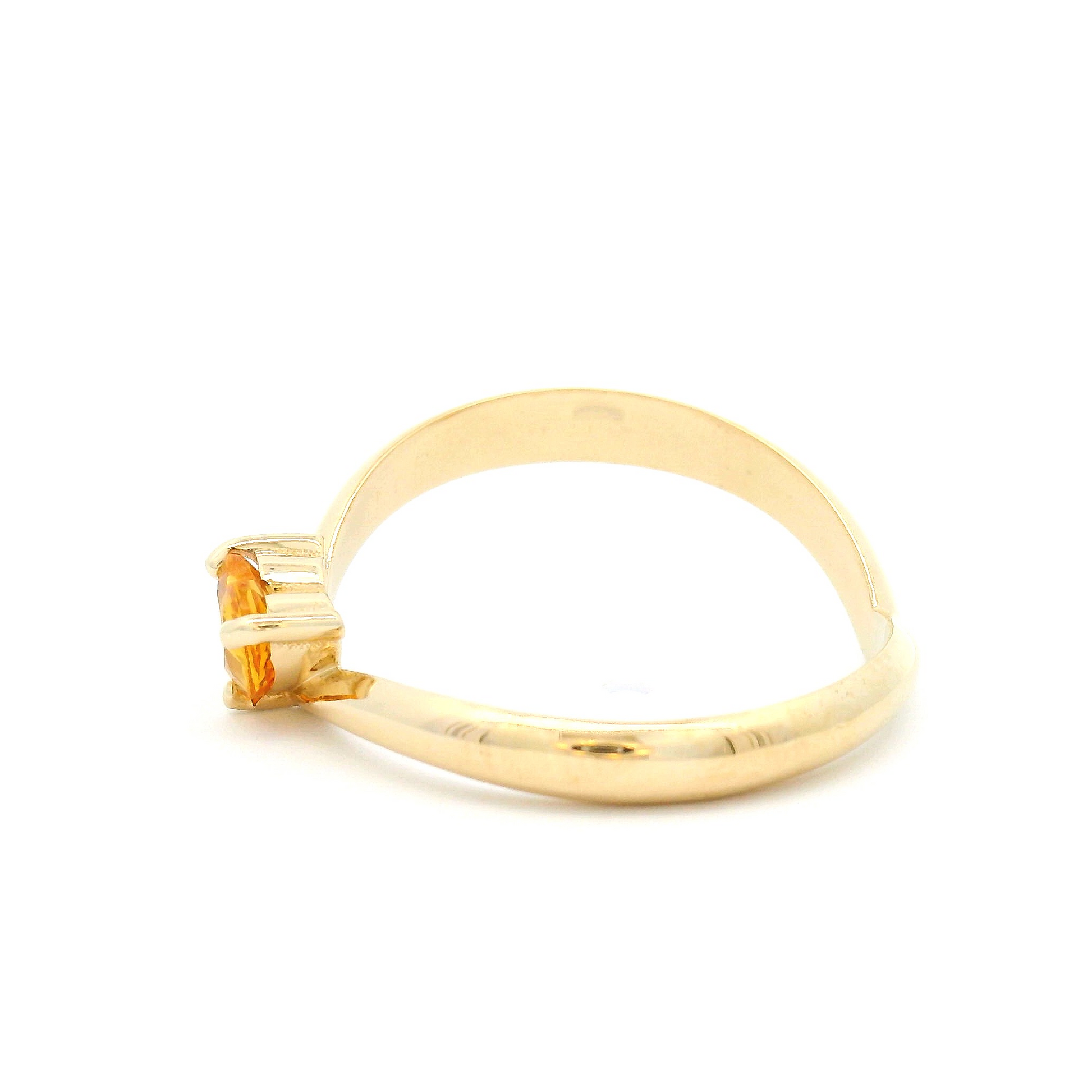 14k Yellow Solitaire Engagement Ring with 0.42ct Yellow Heart Shaped Sapphire
