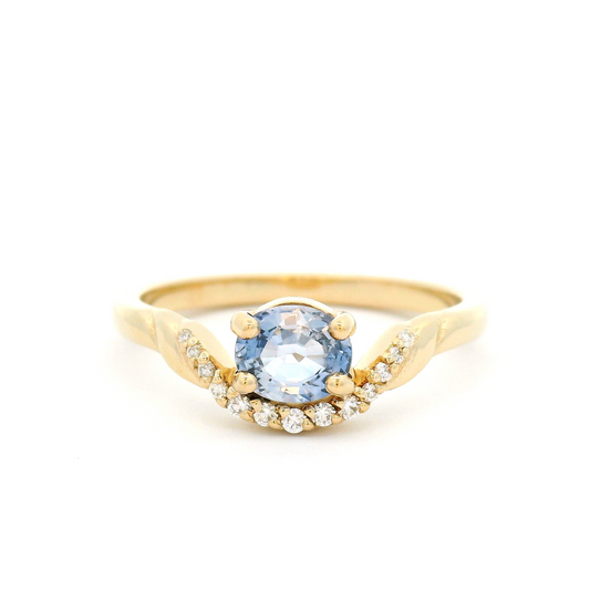 14k Yellow Engagement Ring with 0.69ct Blue Oval Sapphire and Accent Diamonds
