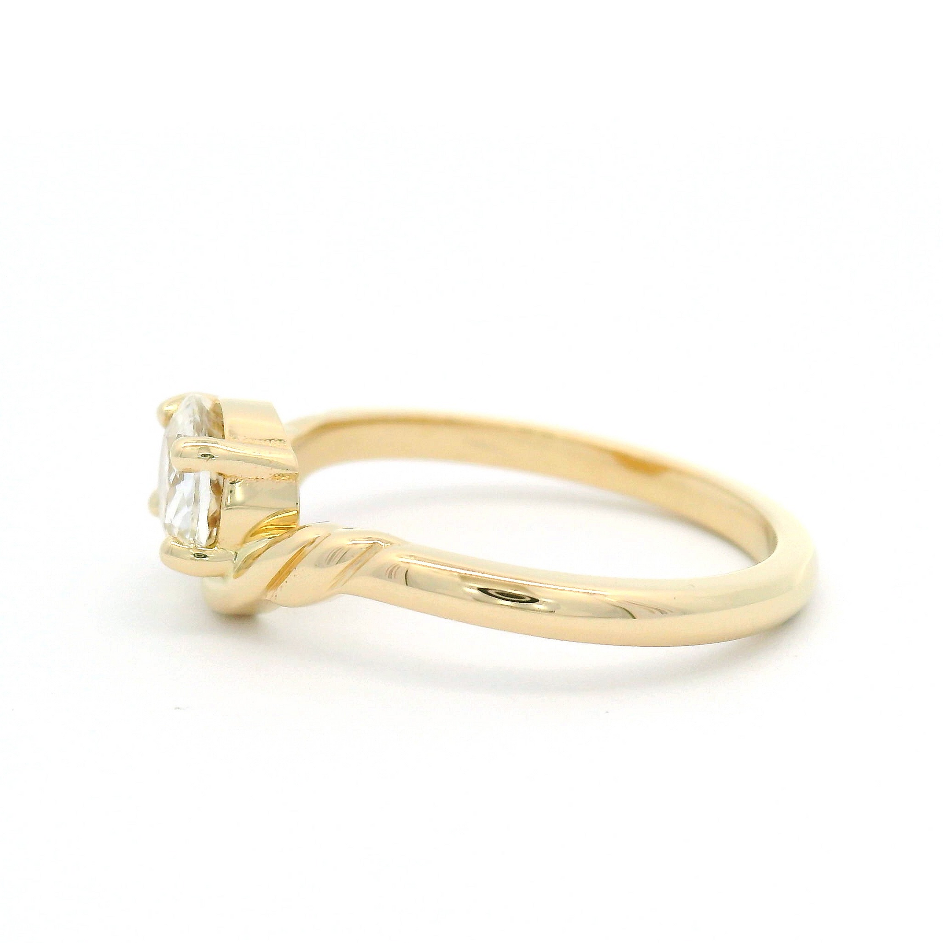 14k Yellow Solitaire Engagement Ring with 1.04ct White Oval Sapphire