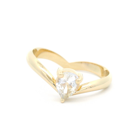 14k Yellow Solitaire Engagement Ring with 0.74ct Pear-Shape White Sapphire