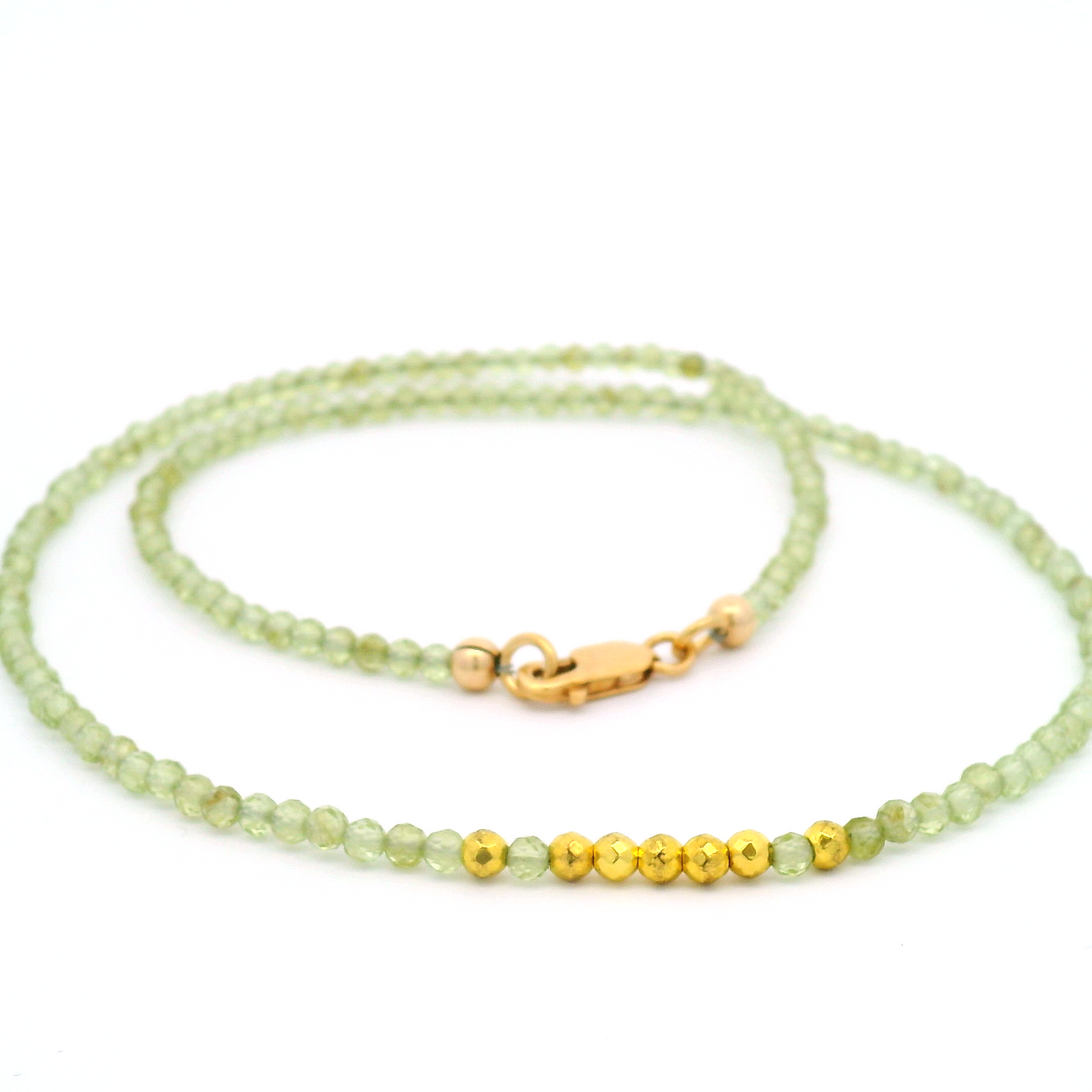 Gold Peridot Pyrite Necklace