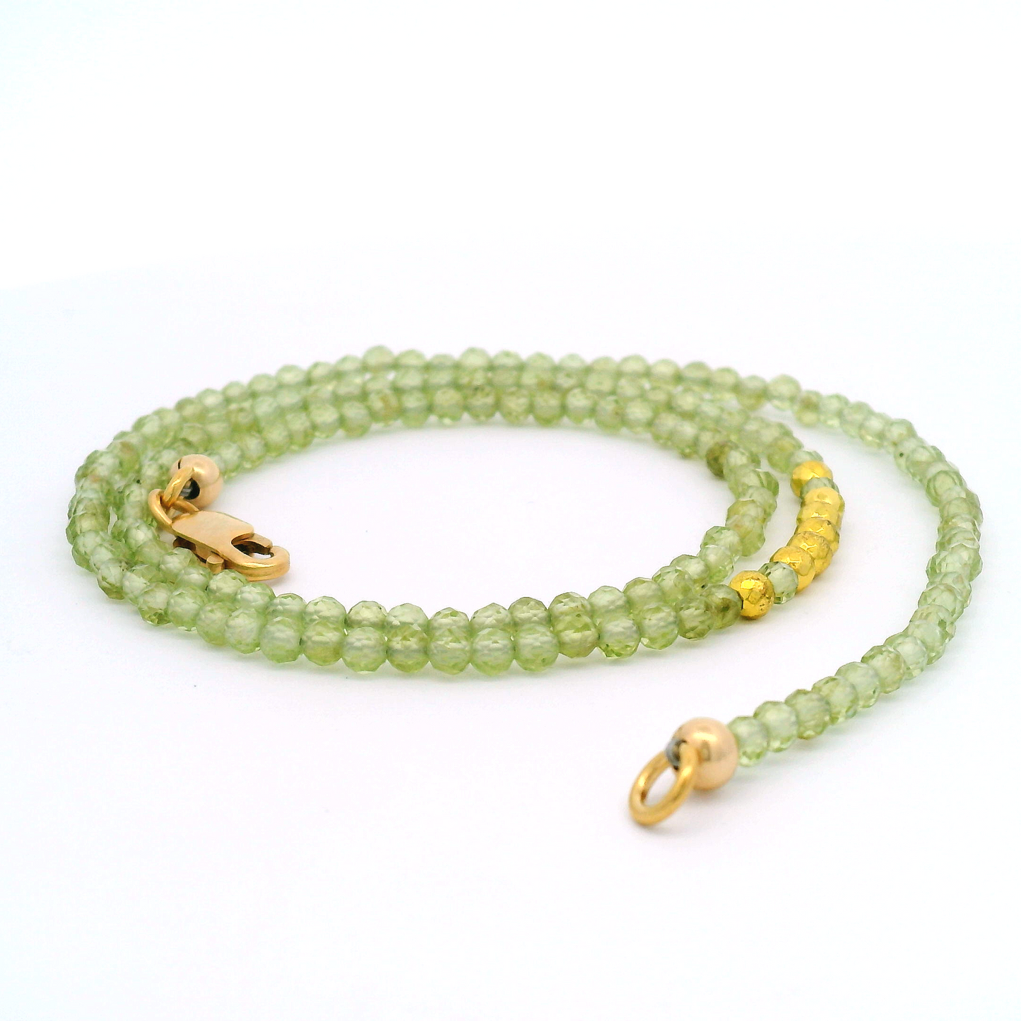 Gold Peridot Pyrite Necklace