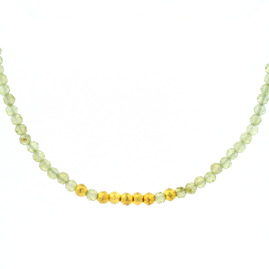Gold Peridot Pyrite Necklace
