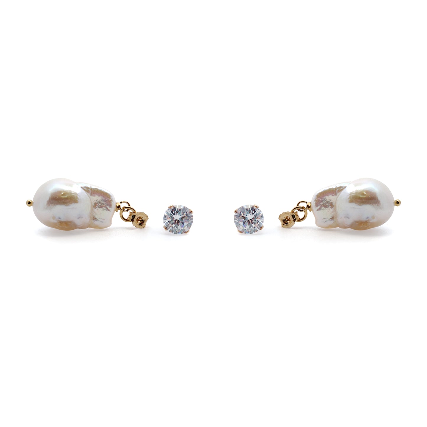 2-Ways-to-Wear CZ & Baroque Pearl Drop Earrings