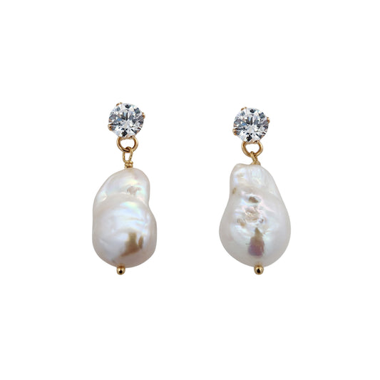 2-Ways-to-Wear CZ & Baroque Pearl Drop Earrings