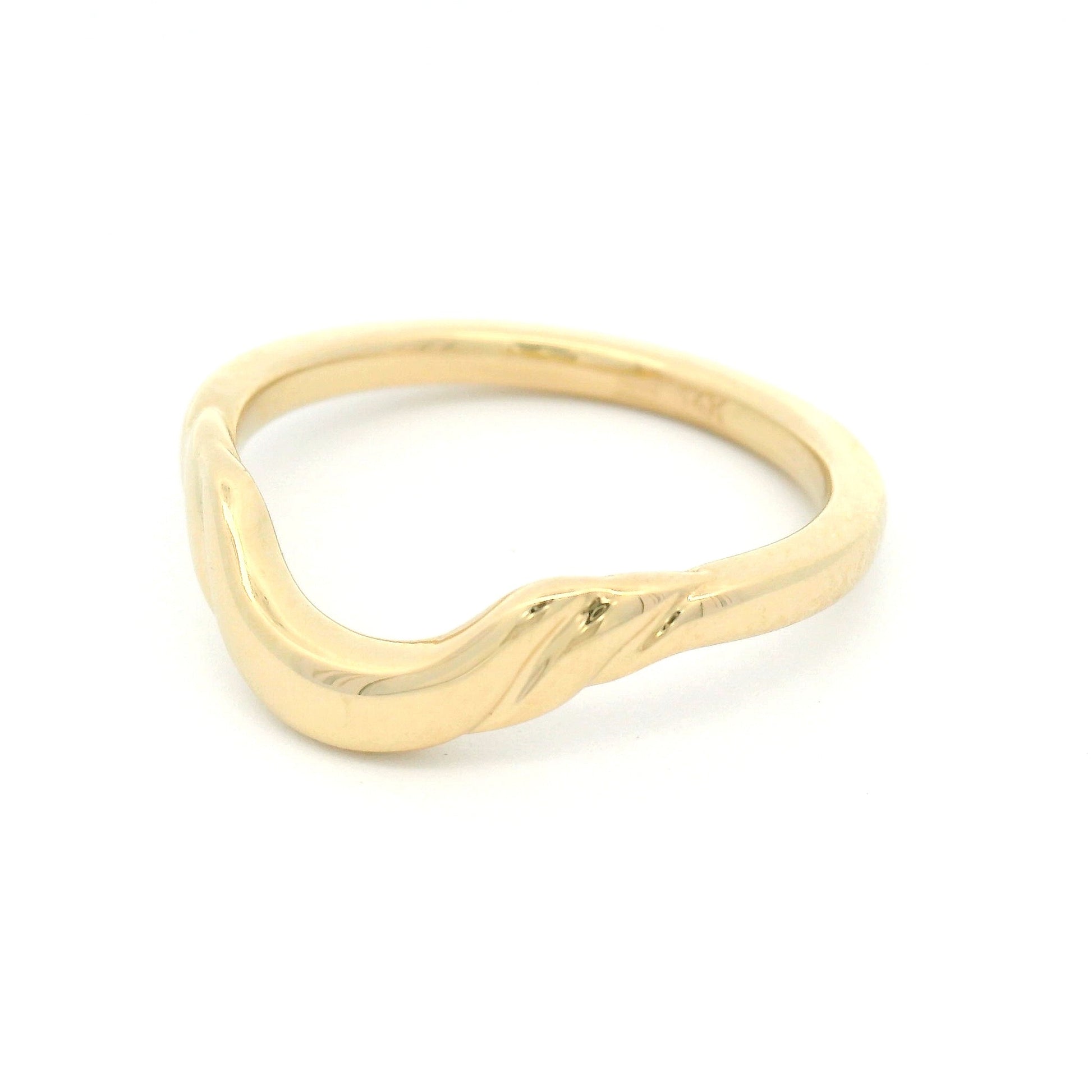 14k Yellow Contoured Sculpted Wedding Band