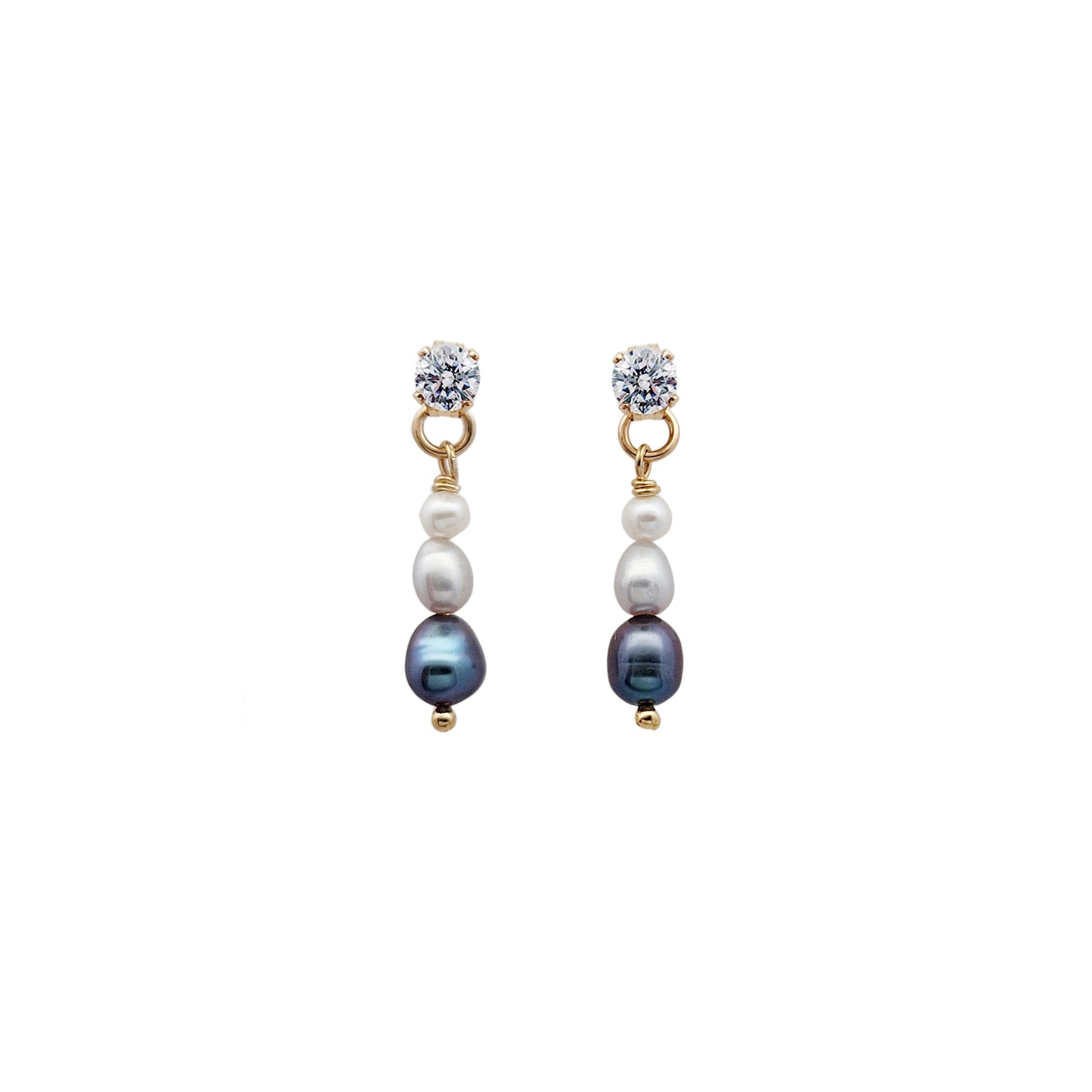 2-Ways-to-Wear CZ & 3 Pearl Drop Earrings