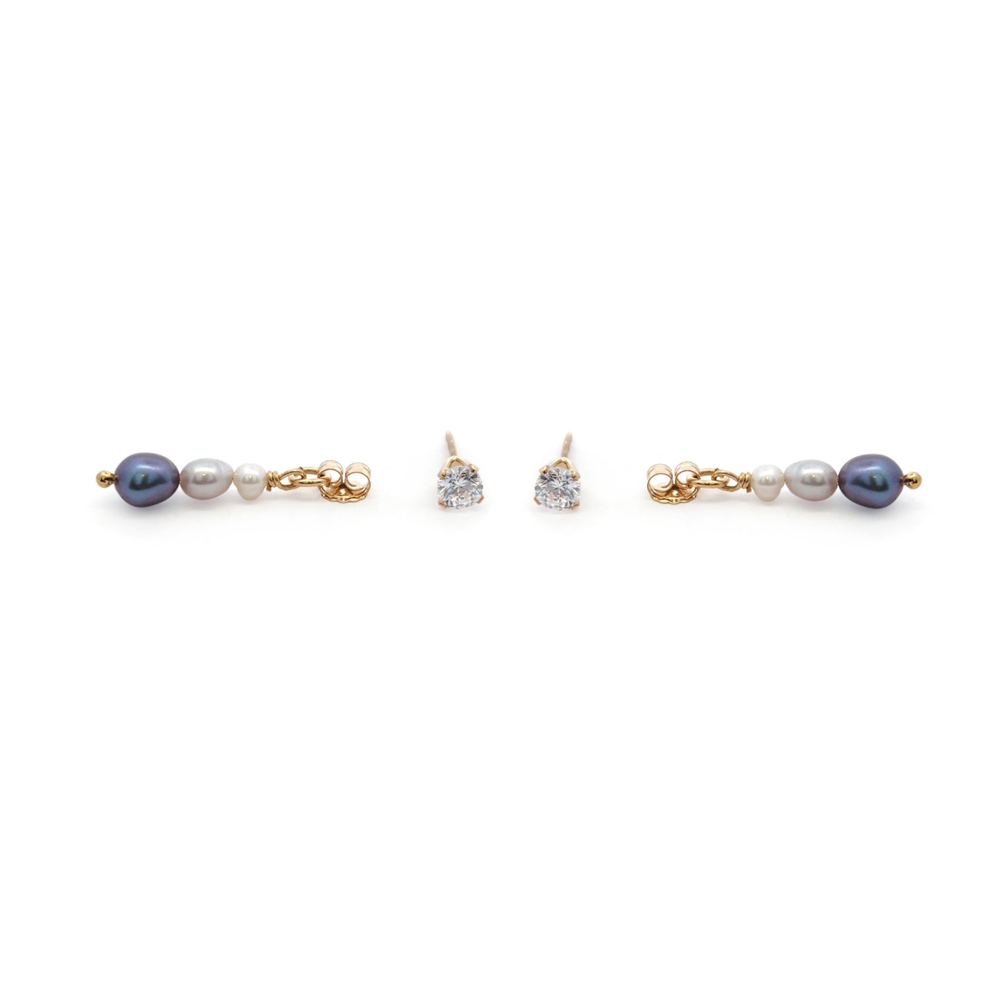 2-Ways-to-Wear CZ & 3 Pearl Drop Earrings