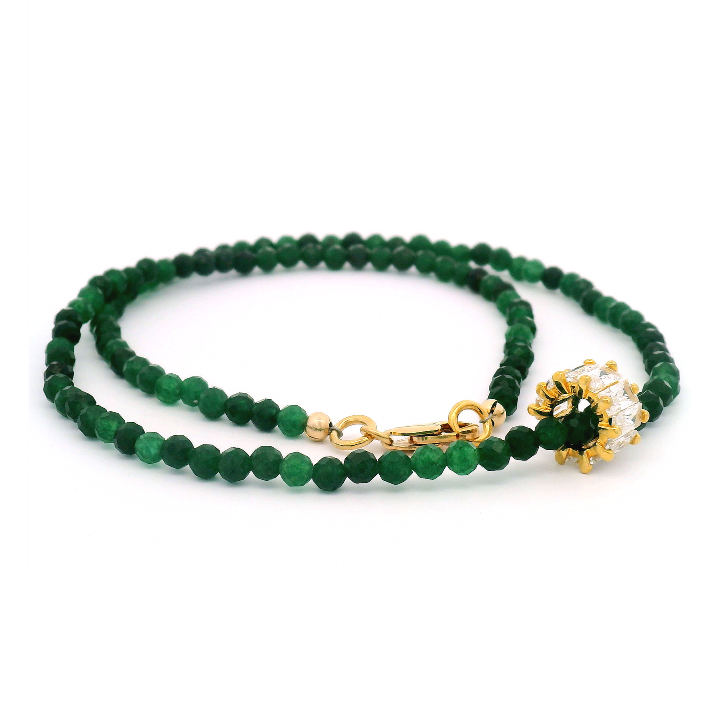 Gold Chrysoprase Cubic Zirconia Wheel Pendant