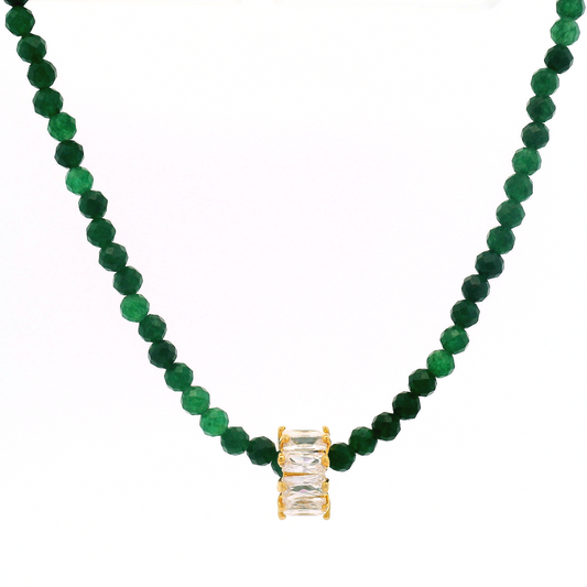 Gold Chrysoprase Cubic Zirconia Wheel Pendant