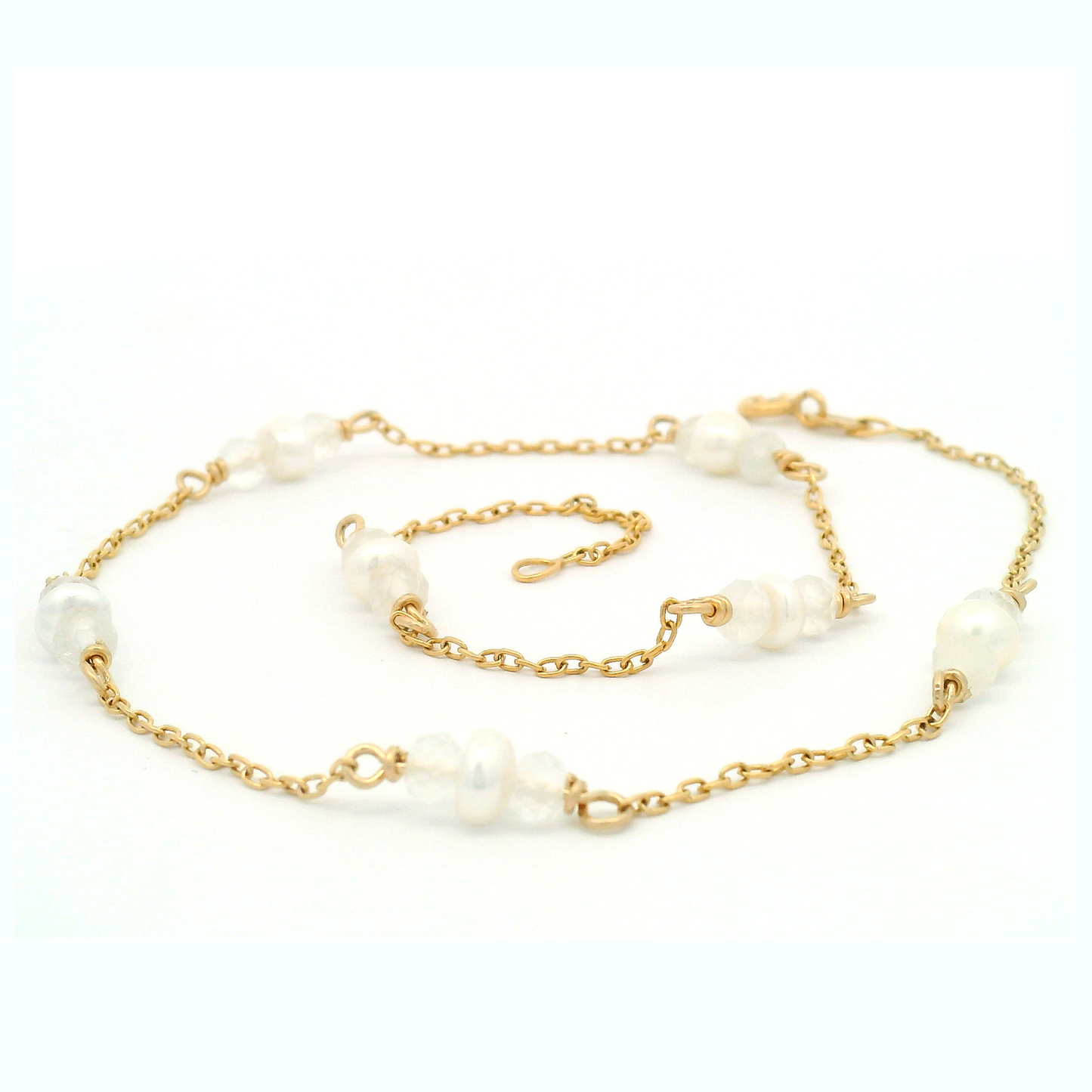 Gold Pearl & Moonstone Necklace