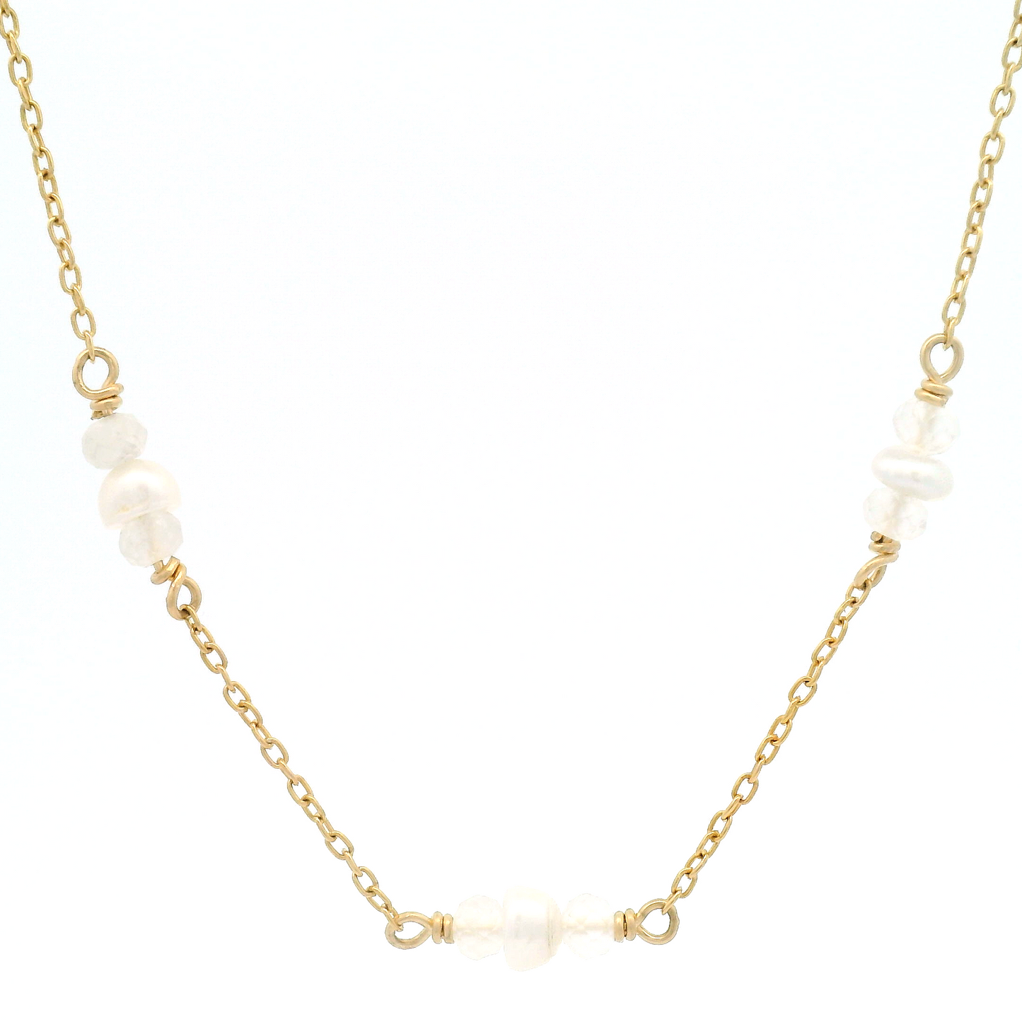 Gold Pearl & Moonstone Necklace