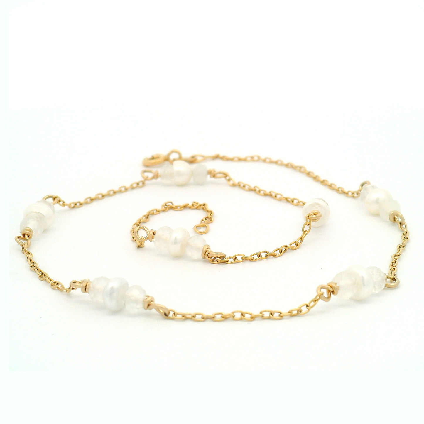 Gold Pearl & Moonstone Necklace